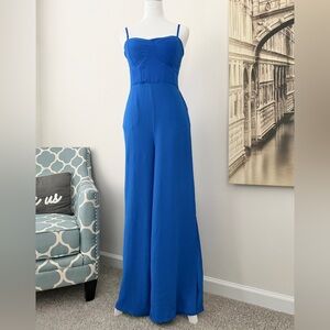SOLD Preloved Rue21 Cobalt Blue Spaghetti Strap Wide-Leg Jumpsuit